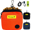 Dog Treat Pouch for Pet Walking and Training with Clicker Poop Bags Small Fanny Zipper Pack Holder for Puppy Snack Dispenser Kit for Leash and Outdoor Use (Orange)