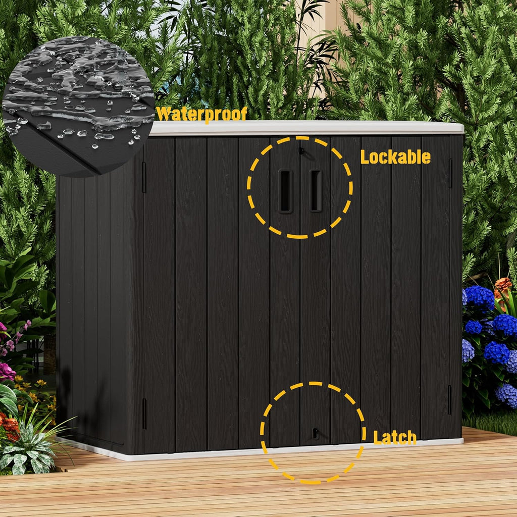 Large Outdoor Storage Box,Resin Sheds&Outdoor Storage Waterproof/Lockable,Outdoor Storage Cabinets for Balcony,Garage,Backyard (37Cu.ft-Black White)