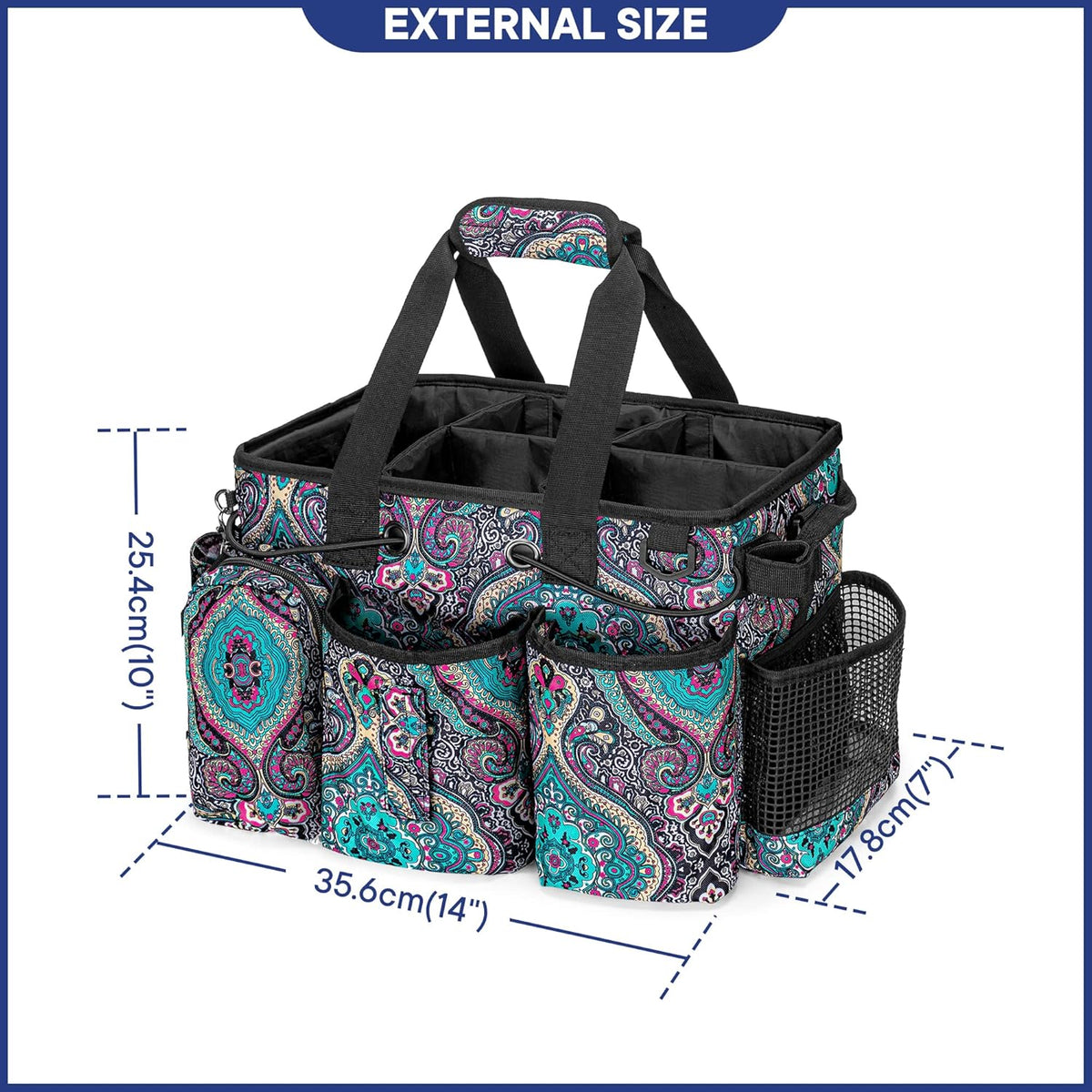 LoDrid Large Professional Cleaning Caddy with Detachable Divider, Supply Organizer with Handle and Shoulder Strap, Cleaning Bags for Housekeepers & Cleaners, Totem