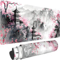 Japanese Cherry Blossom Large Mouse Pad,Gaming Keyboard Desk Pad,Extended Mouse Mat Non-Slip Rubber Base with Stitched Edges for Office Game Home XL 31.5"x11.8"