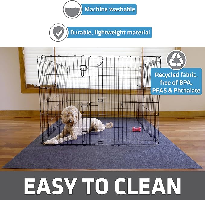 Drymate 2-Pack Jumbo Dog Playpen Mat (60x74), Absorbent, Waterproof, Slip-Resistant, Machine Washable, Reusable Puppy Pad for Training, Whelping, Housebreaking, Incontinence, Crate, Kennel (USA Made)