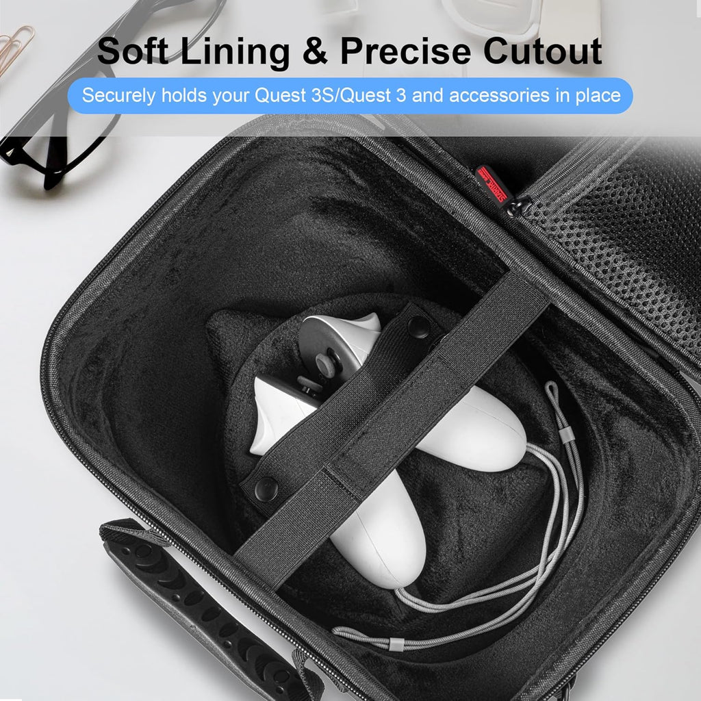Large Hard Travel Case for Meta Quest 3/Quest 3S, Compatible with BOBOVR S3 Pro/Kiwi Design Battery Head Strap, Controllers & Accessories, Portable Carrying Case for Oculus Quest 3/3S Black