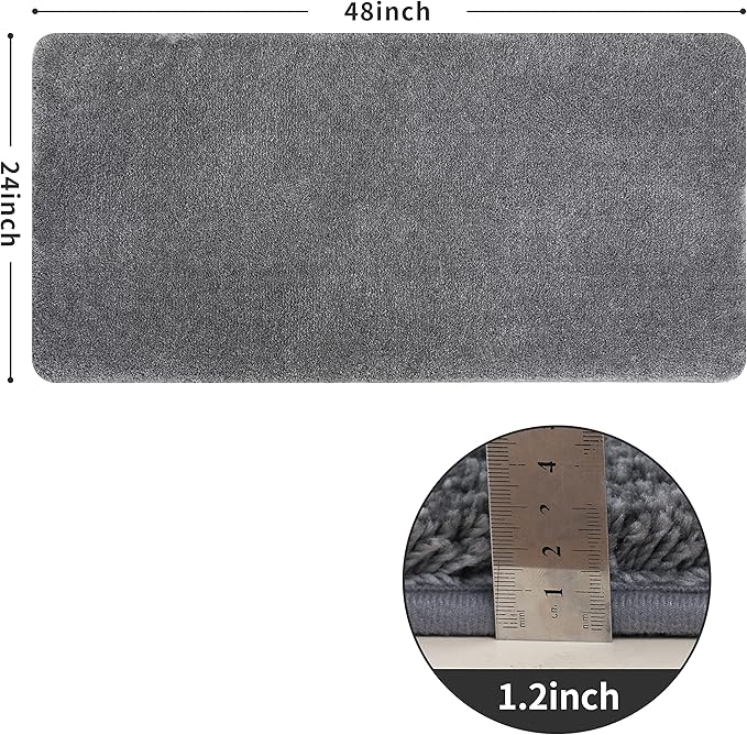 COSY HOMEER Bath Rugs for Bathroom Extra Thick - Anti-Slip Bath Mats Soft Plush Yarn Shaggy 100% Strong Mirco Polyeste Mat Living Room Bedroom Mat Floor Water Absorbent(Dark Grey,24x48 - Inches)