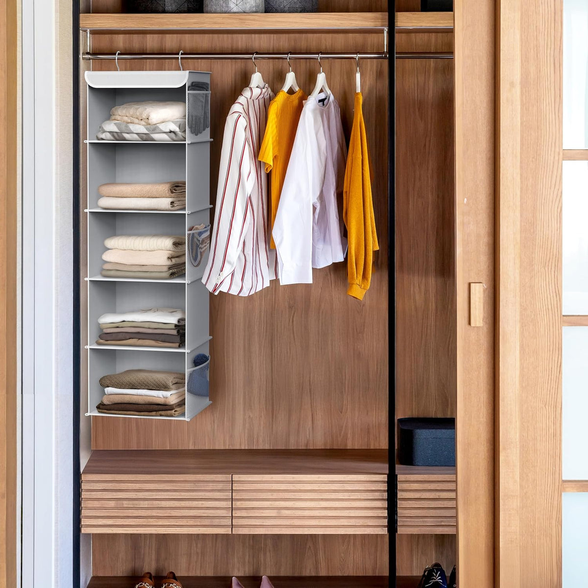 Simple Houseware 5 Shelf Hanging Closet Organizer, Gray