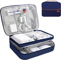 Electronics Organizer,Travel Cord Organizer Pouch, Portable Cable Organizer Bags, Waterproof Electronic Accessories Storage Case for Cables, Cords, Charger, Phone (Three Layer-NavyBlue)