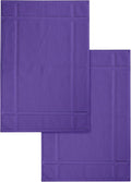 Ample Decor 100% Cotton Bath Mats 24 x 17 Inches, Quick Dry, 1350 GSM Banded Border Shower Bathroom Floor Mat, Not Bathroom Rug - Purple, 2 Pack