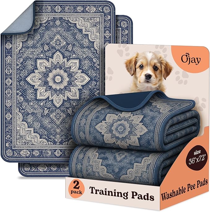 Super Absorbent Washable Pee Pads for Dogs (2-Pack) – Reusable Puppy Training Pads, 100% Waterproof & Leakproof Dog Pee Pads with Non-Slip Backing – Durable, Quick-Dry Pet Pads for Crates & Floors