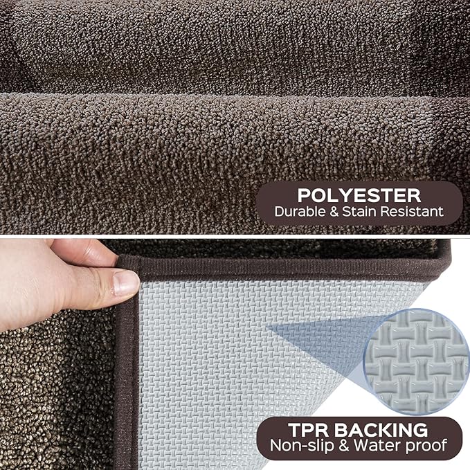 DOMUSTEX Machine Washable (24" x 36"+ 24" x 60"') Kitchen Rugs Set of 2, Non Slip Kitchen Mats for Floor, Absorbent Entrance Runner Rugs for Bedroom, Hallway, Bathroom, Door (Roll Packing)