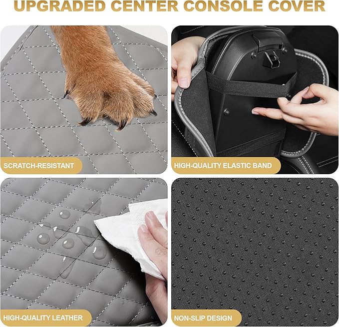 Center Console Cover Fit for TLX: Scratch and Wear Resistant Console Cover Leather with 2 Storage Bags -Upgraded Armrest Coverfor Car,Anti-Scratch Auto Armrest Pad Accessory （Black