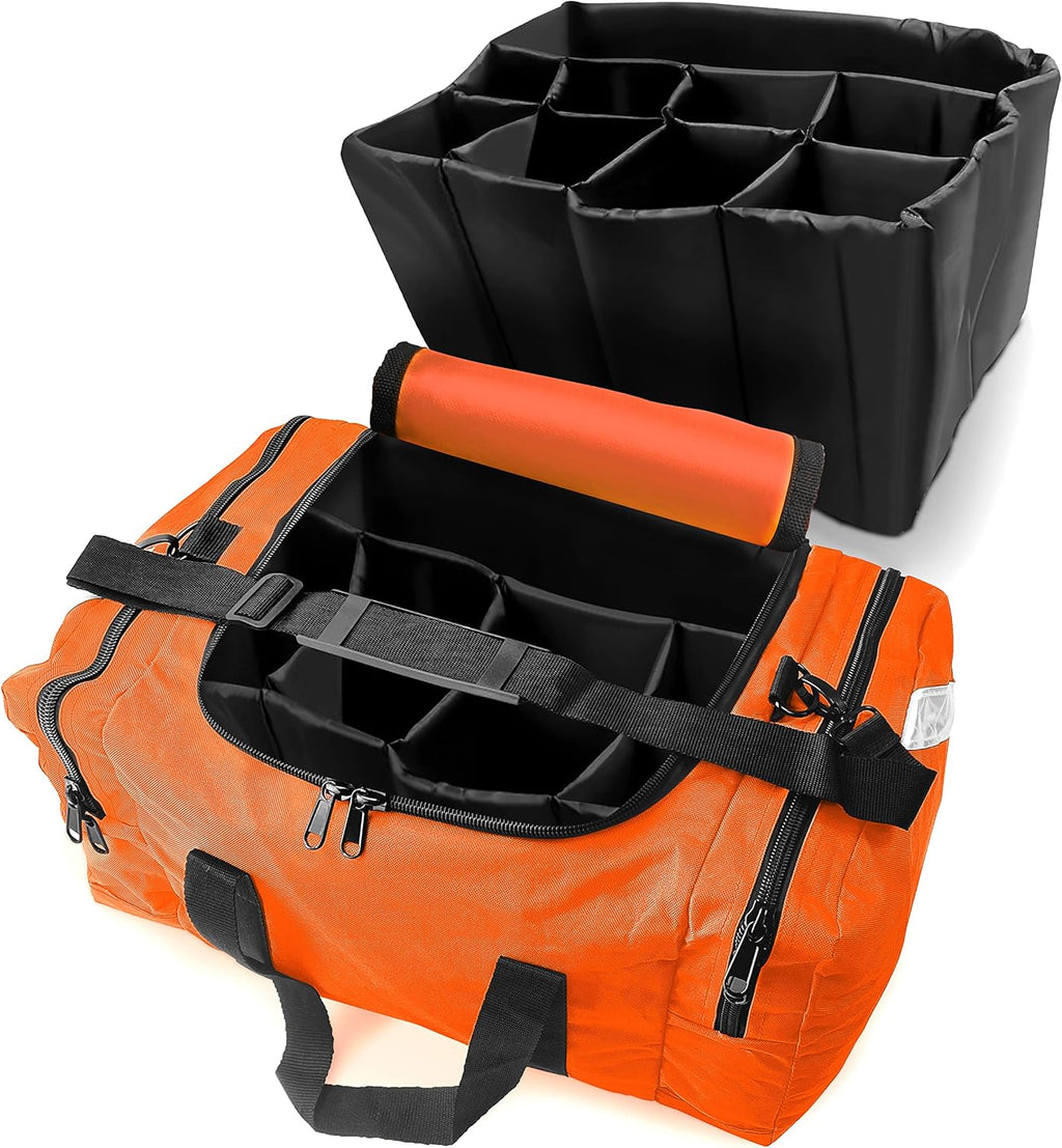 ASA TECHMED Large EMT First Responder Trauma Medical Bag Empty for Home 21x12x9 Inches, Office, School, EMTs, Paramedics, First Responders, Orange
