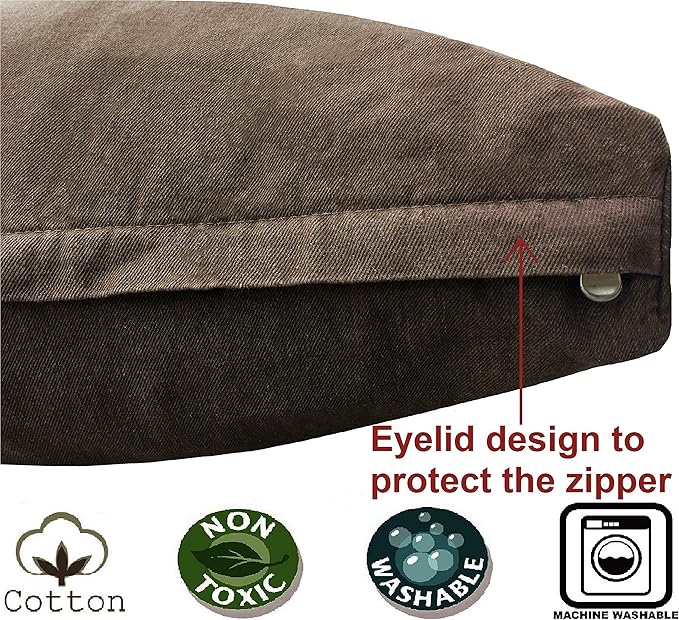 Dogbed4less XXL Orthopedic Extreme Comfort Memory Foam Dog Bed for Large Dog, Internal Waterproof Lining and External Machine Washable Denim Cover, 55X37 Pet Pillow, Brown