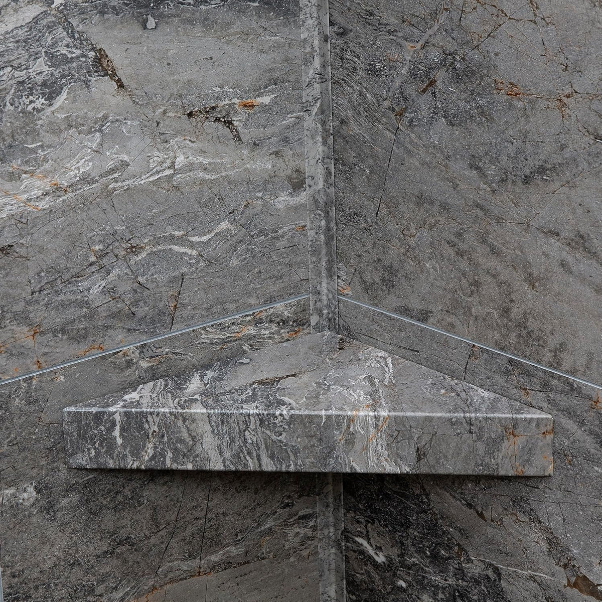 Palisade Vinyl Waterproof Corner Shower Shelf in Spanish Marble